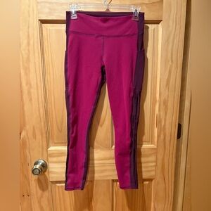 Fabletics Powerhold Pink Maroon Burgundy Cropped Athletic women’s leggings